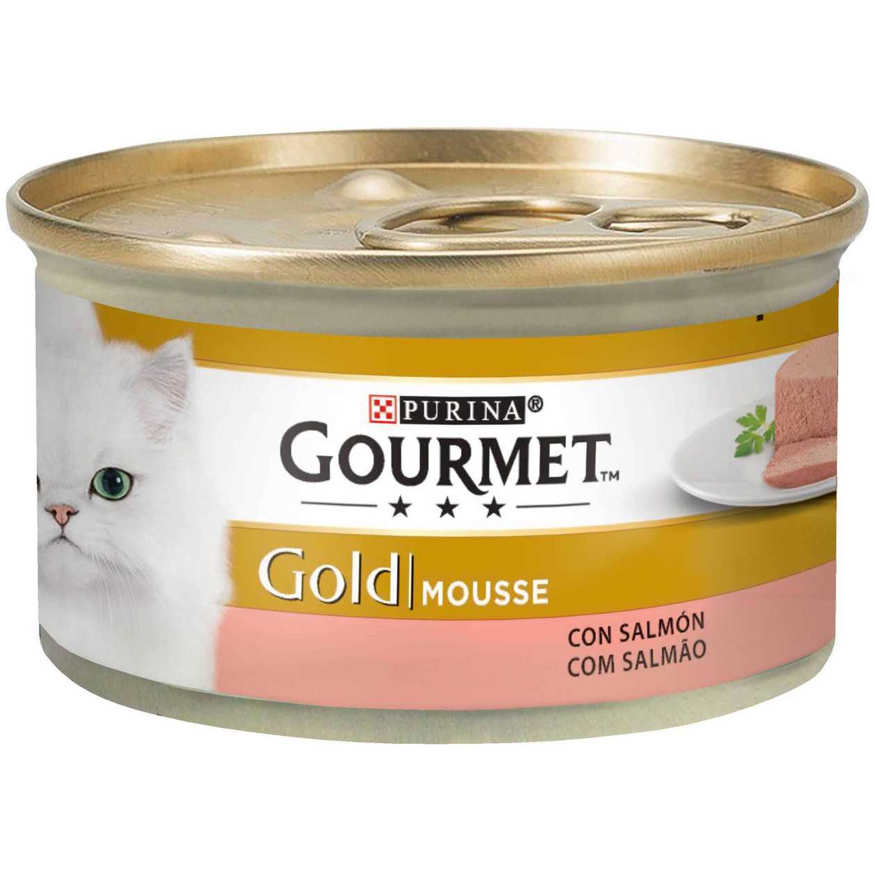 Comida Húmida Para Gato Mousse com Salmão Purina Gourmet Gold 85 gr