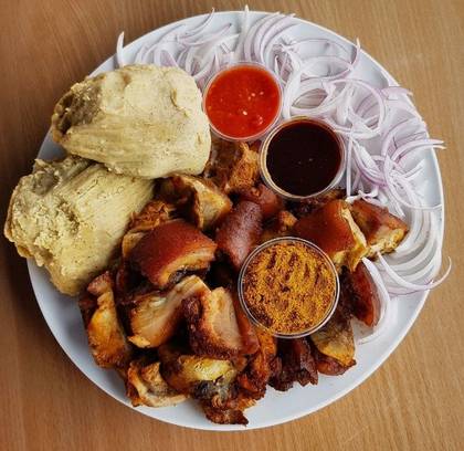 Kenkey /Banku with pork
