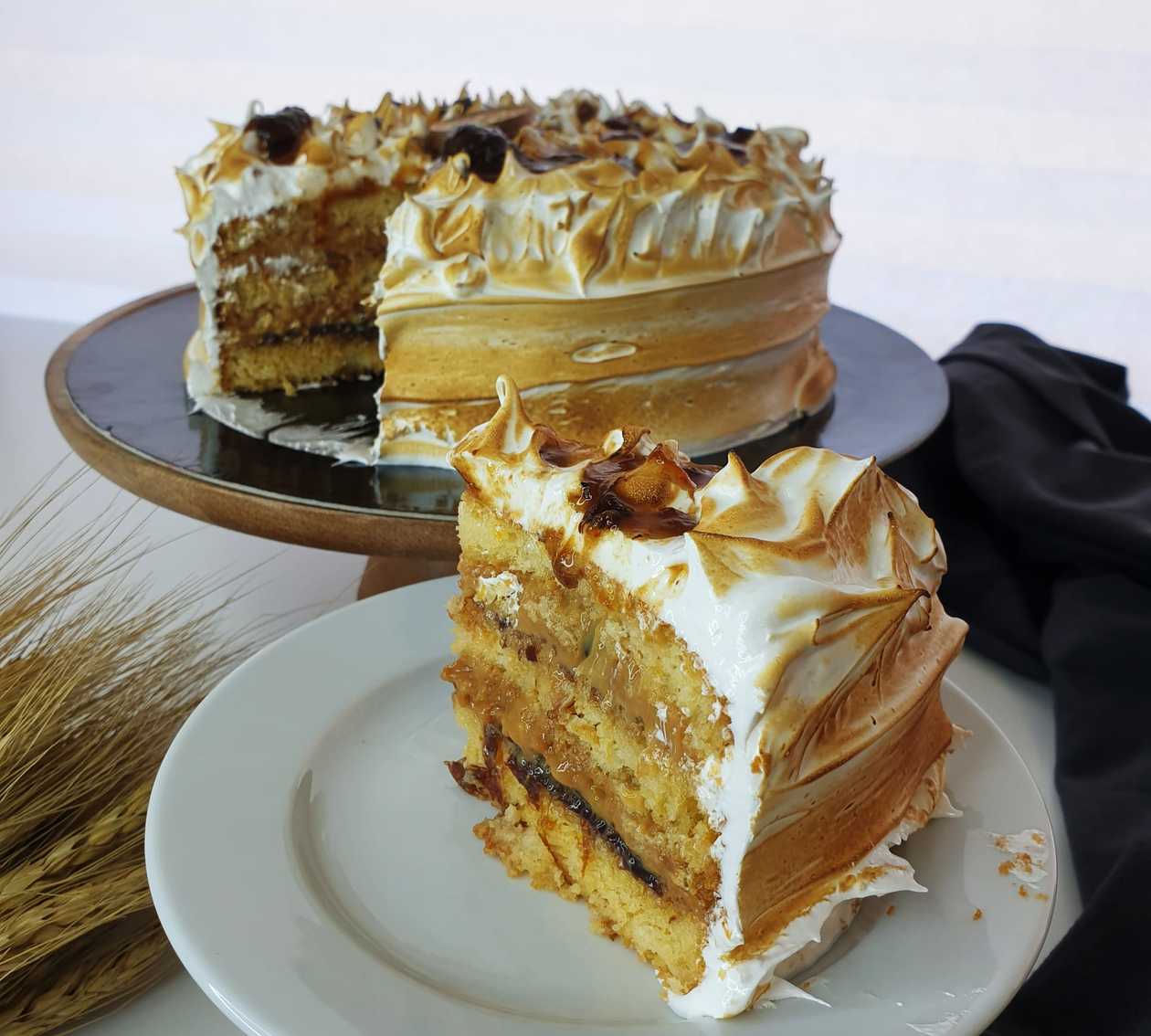 Slice of Plum Cake with Dulce de Leche