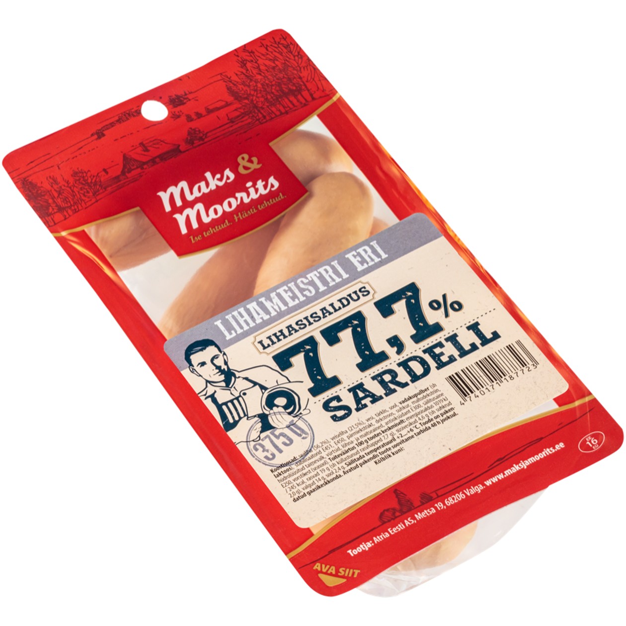 Maks & Moorits, sardell 77,7%, 375g (aegub peagi)