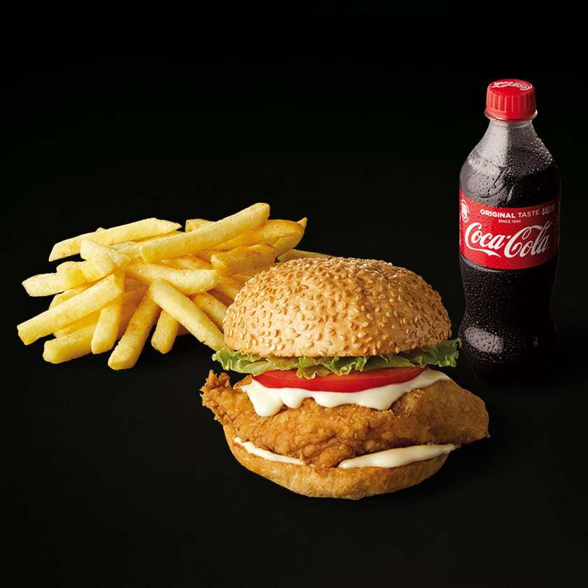 Chicken Burger + Chips + 500ml Drink