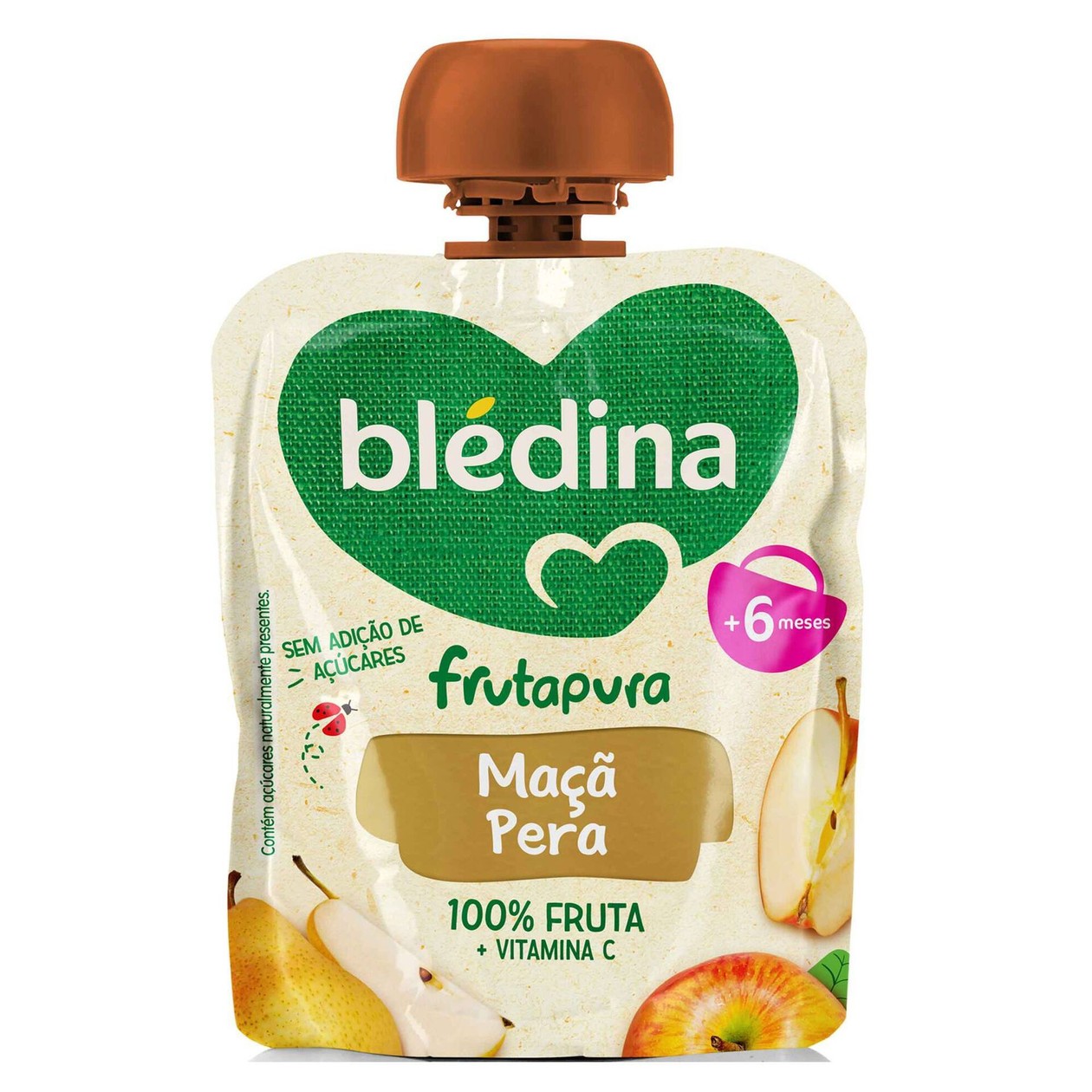 Saqueta de Fruta Maçã e Pera Frutapura +6 Blédina 85 gr