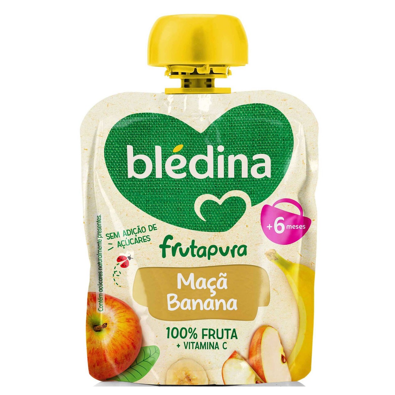 Saqueta de Fruta Maçã e Banana Frutapura +6 Blédina 85 gr