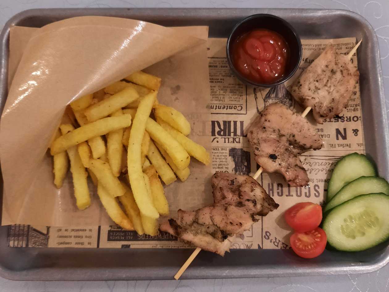 33. Grilled Chicken Shashlik with Mashed Potatoes or French Fries