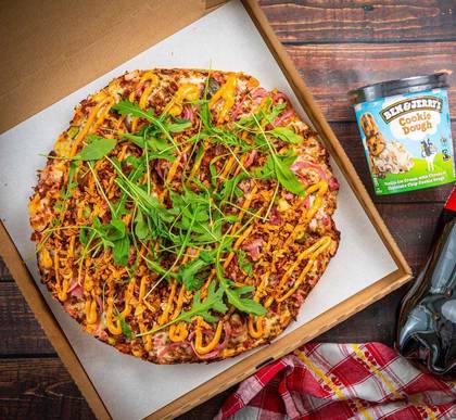 Large pizza + Large Ben & Jerry's ice cream