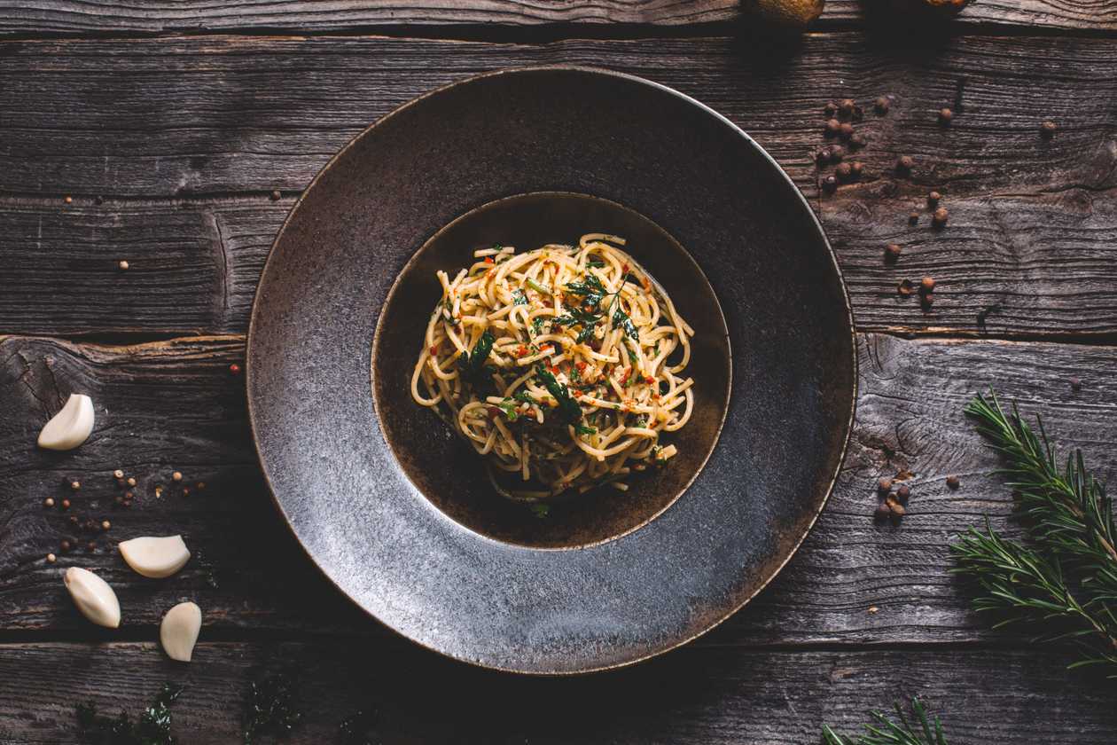 Spaghetti aglio olio e peperoncino