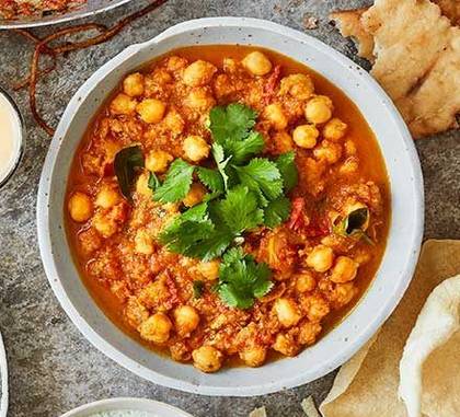 Channa Masala served with Basmati rice.