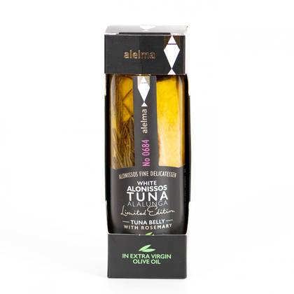 Baltasis Aloniso tunas ALELMA Belly su rozmarinais 156g