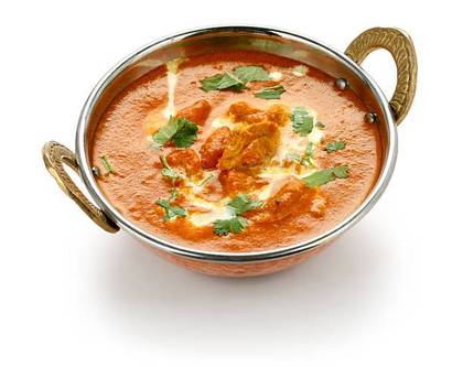 Chicken with vegetables served with basmati rice.