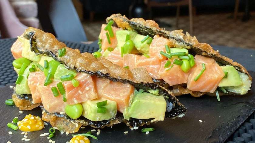 Taco with salmon