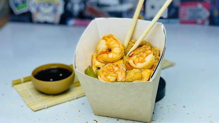 Karides ilə soba