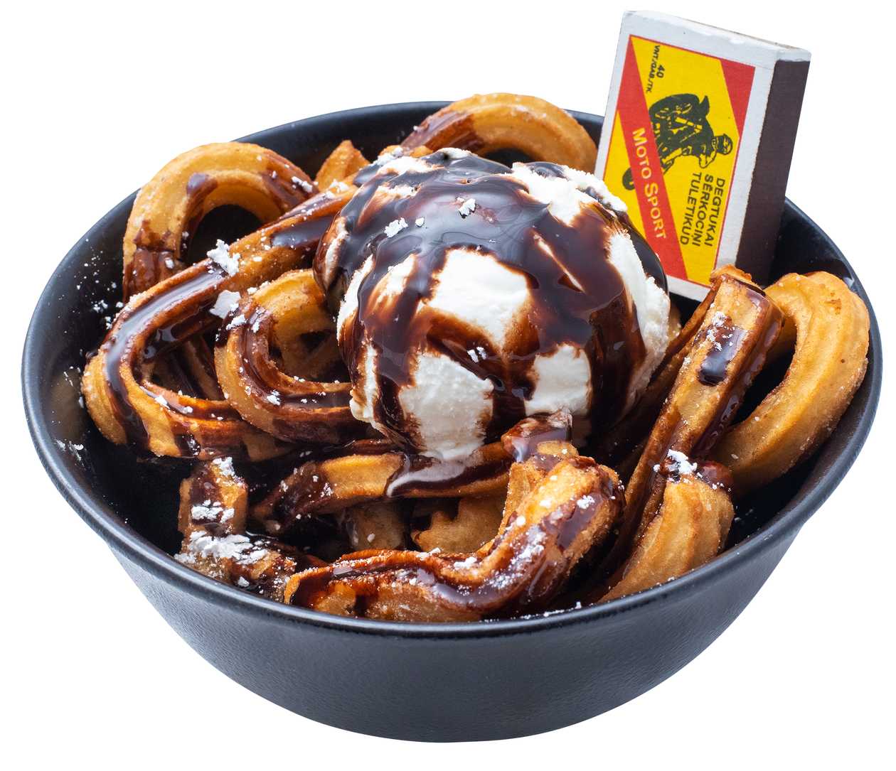 Churros with ice cream and chocolate sauce
