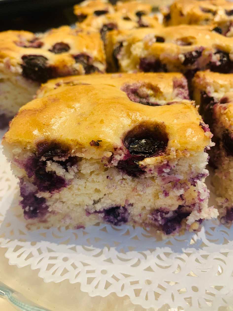 Vegan and Gluten-Free Lemon Blueberry Cake (Slice)
