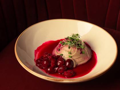 Guinea fowl liver pate with cherries