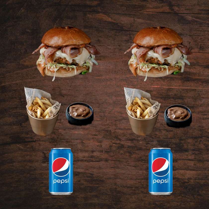 2x IGGI burgers + 2x fries + 2x IGGI sauces + 2x Pepsi 0.33
