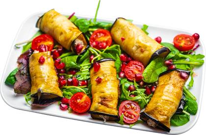 Eggplant rolls filled with walnuts