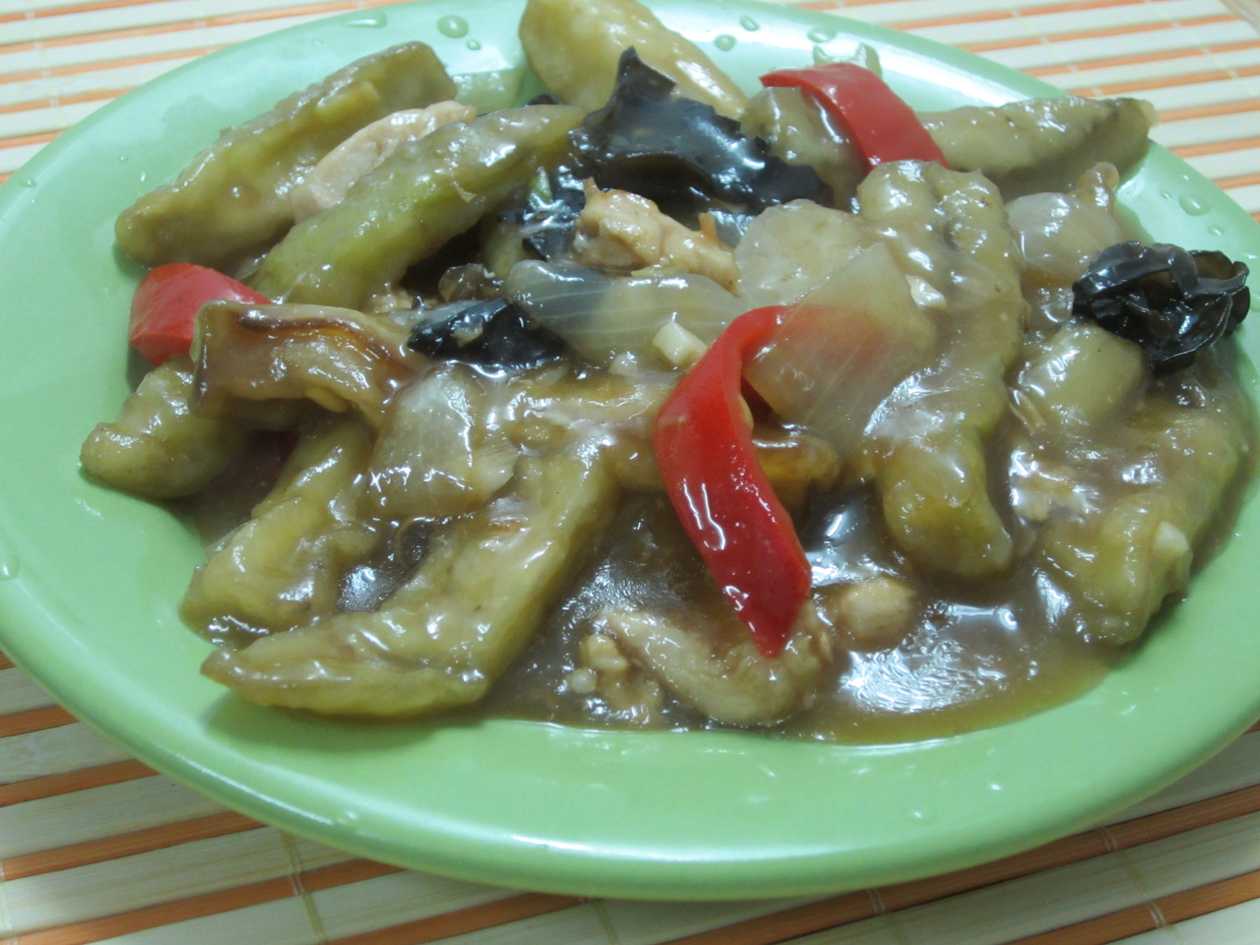 Eggplant and rice strips
