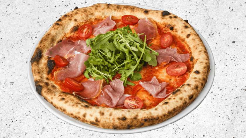 Crudo Pizza with Roasted Peppers