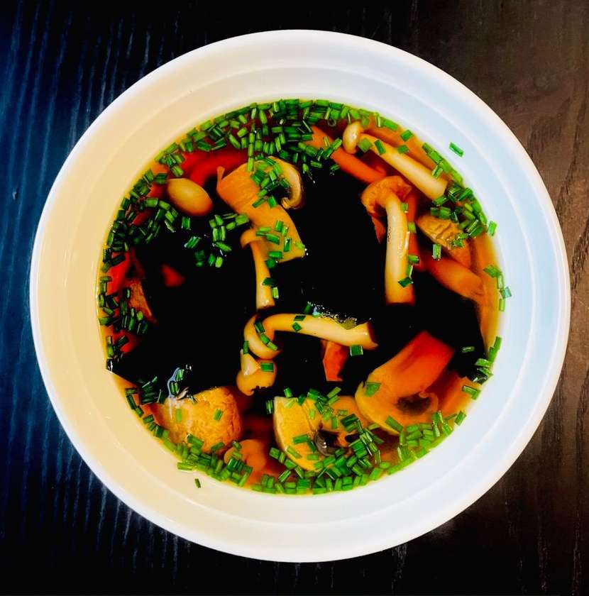 Miso with tiger prawns