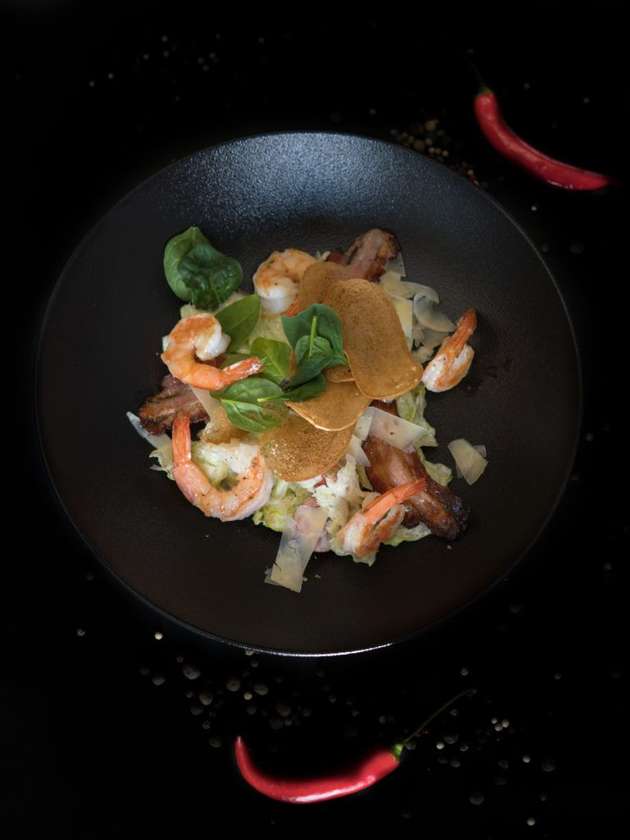 Caesar with tiger prawns