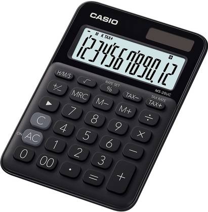 Desk Calculator Casio Ms-20uc-black - 12 Digits, Standard And Solar Battery, 110gr, 23x106x150 mm, Casio Logic