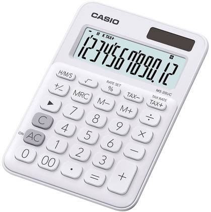 Desk Calculator Casio Ms-20uc-white - 12 Digits, Standard And Solar Battery, 110gr, 23x106x150 mm, Casio Logic