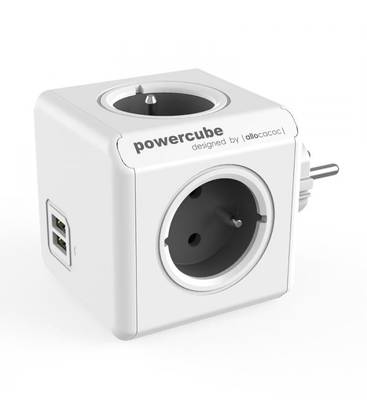 Junction Box Allocacoc Powercube Original Usb Grey, 4 Slots, 2xusb 2x2.1a, Grounded
