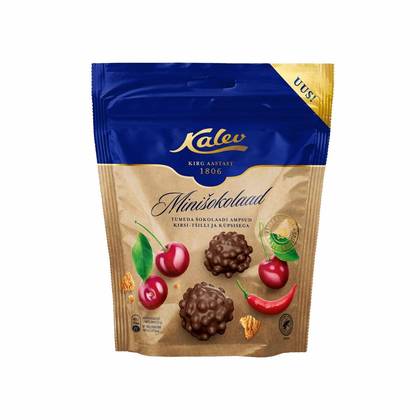 Dark Chocolate Bites with Cherry, Chili And Cookie 150 g, Kalev