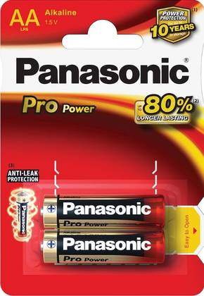 Patareid Panasonic Pro Power Gold AA LR6 alkaline 2 patareid, suurema voolutarbega seadmetele