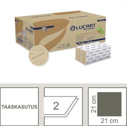 Sheet Towel Lucart Econatural V2 2-layer, 190 Sheets/p kg. (sheet Size 21x21cm)