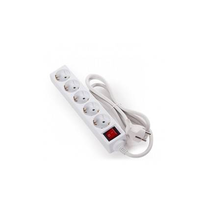 Extension Cord 3 Meters 5 Sockets, White, with Switch, 3g1.5 mm, 16a, Grounded, Acuma