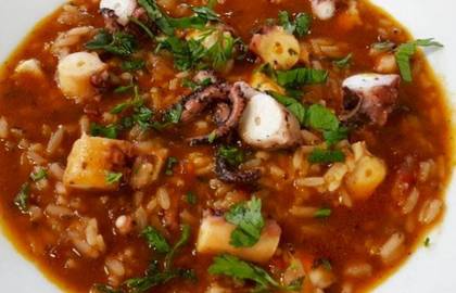 Octopus In Chili Sauce + Veggie Rice