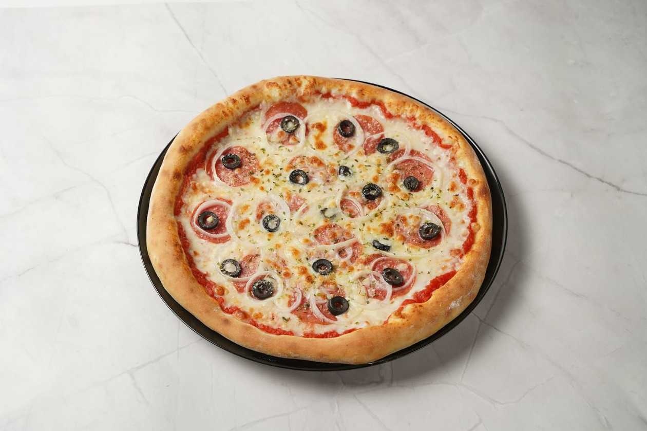 Salami and Onion Pizza