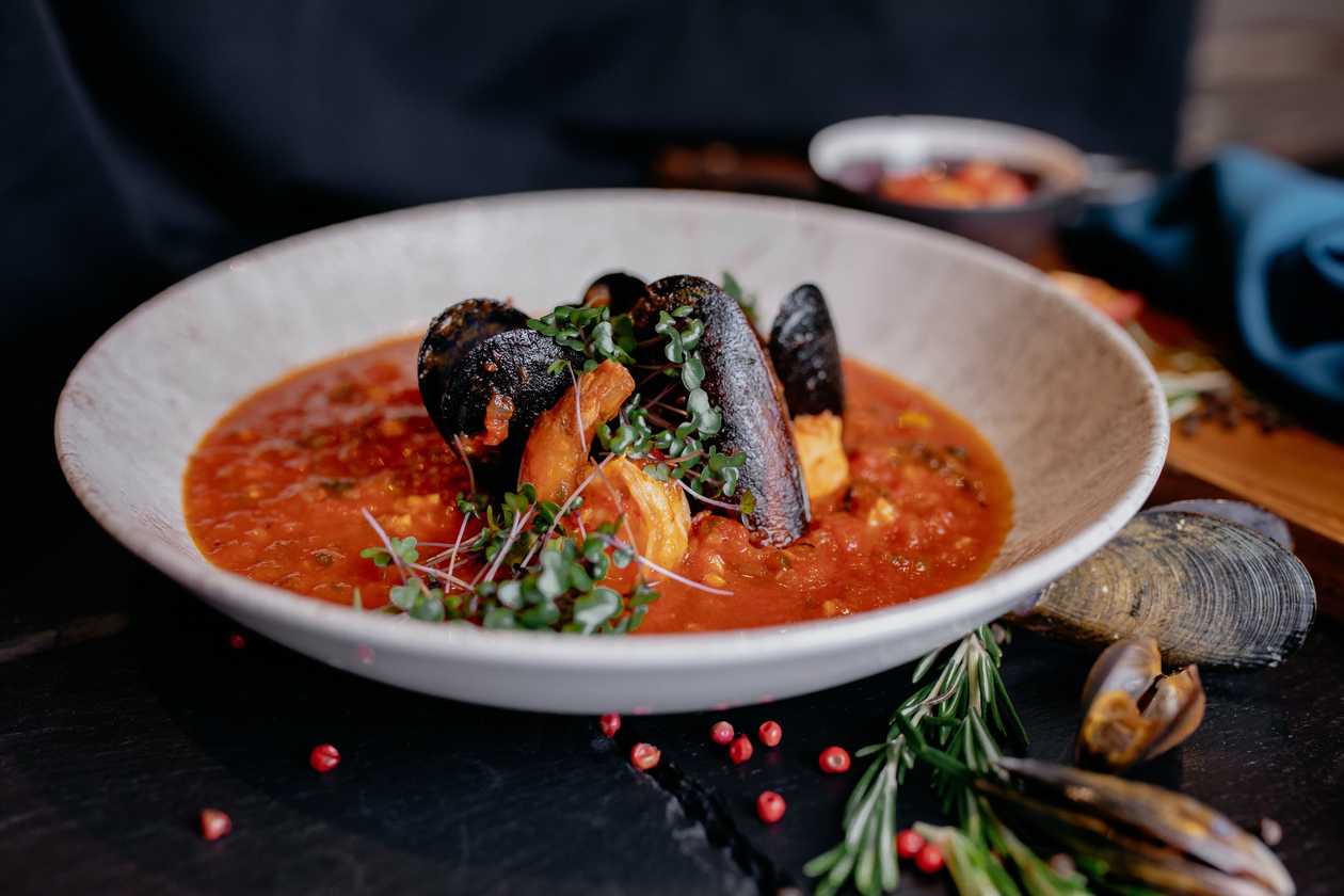 Seafood soup with coconut milk