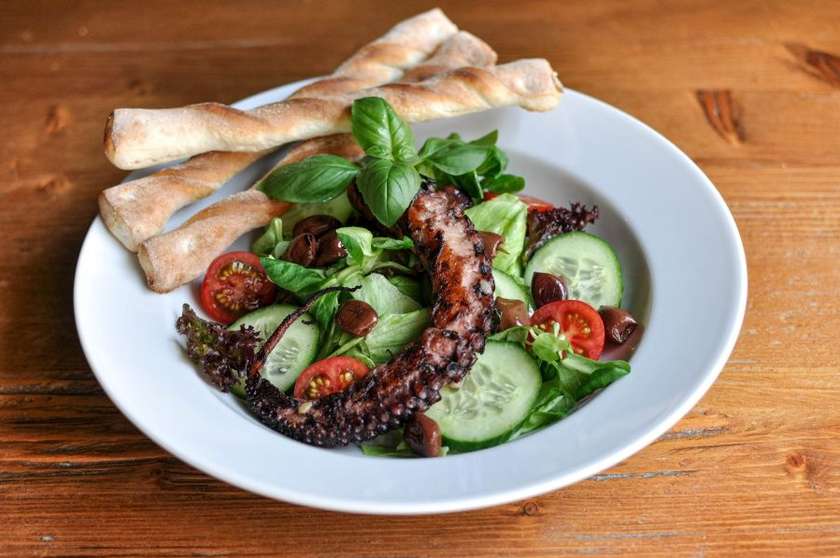 Octopus Served with Salad Combo and Vinaigrette Sauce