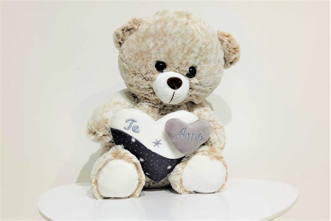 Rusvas meškutis "TE AMO" (28cm)