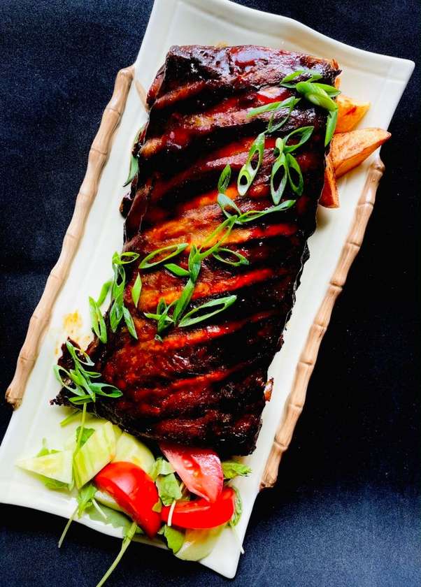 Pork ribs in barbecue sauce