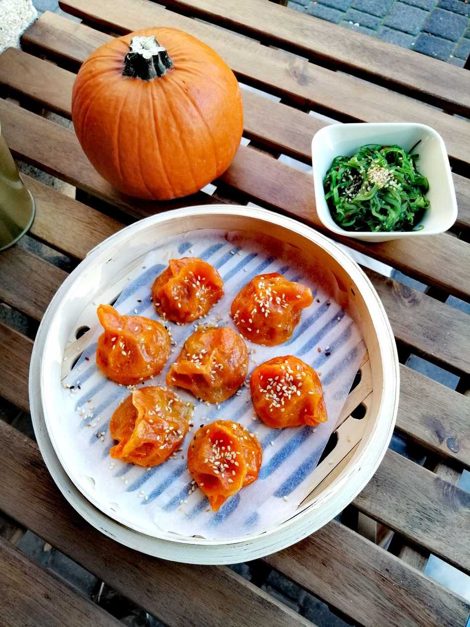 Jiaozi z Dynią, Porem i Grzybami Mun