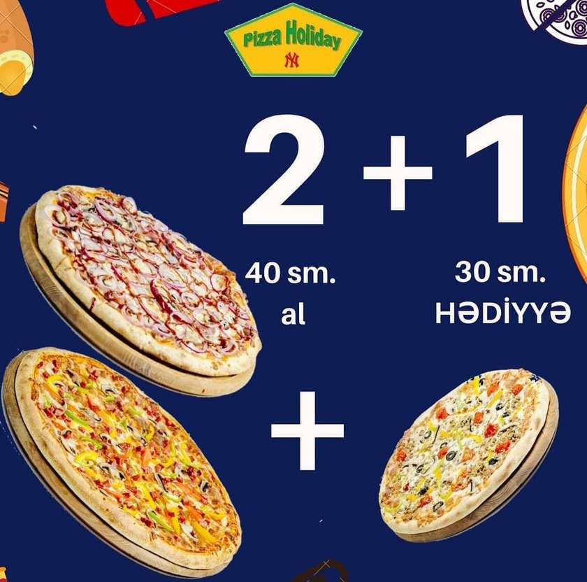 Buy 2 Pizza (40cm) and Get 1 Pizza (30 cm) for Free!