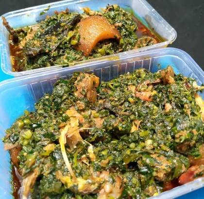 Vegetable soup with Eba