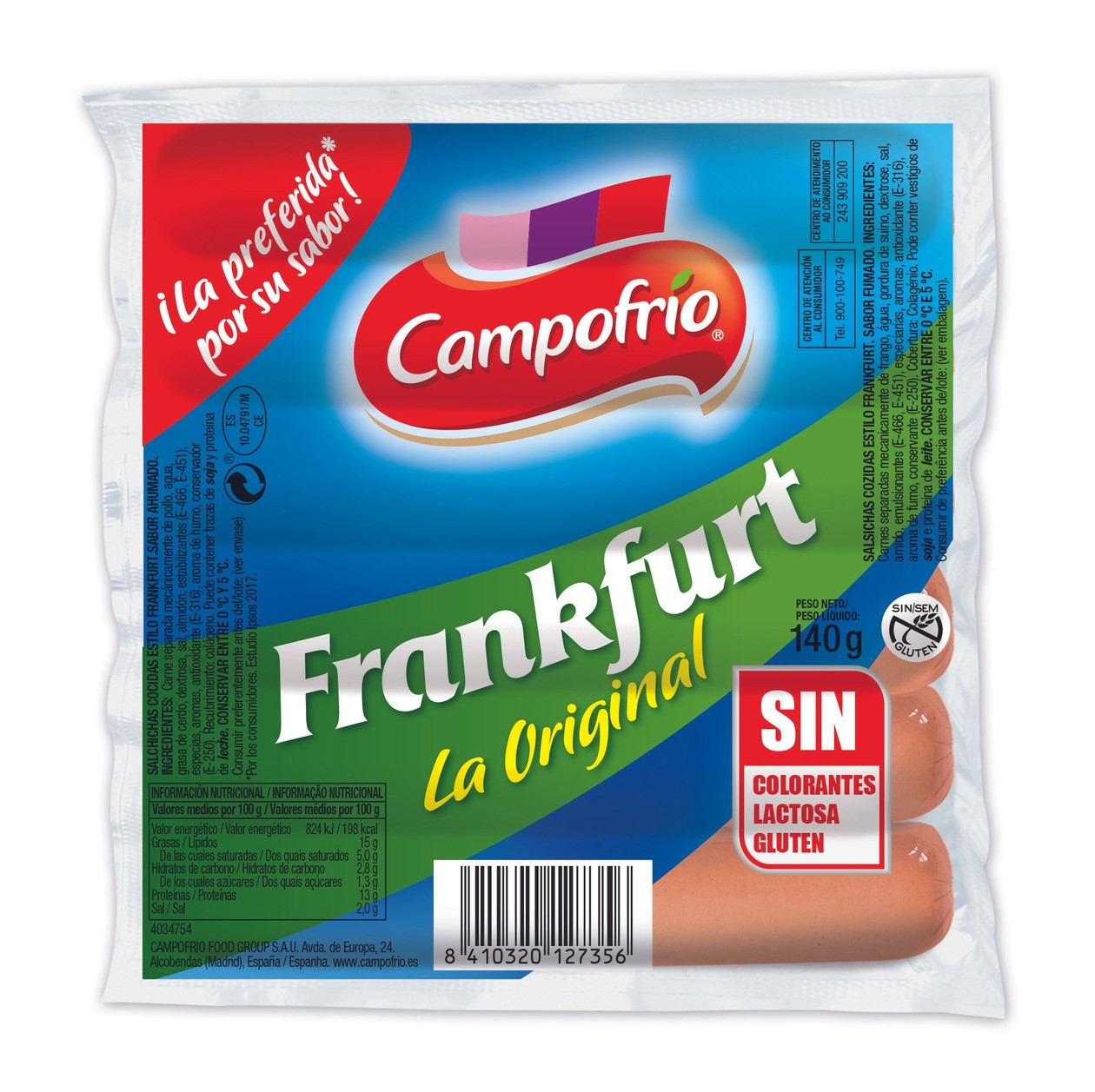 Salsichas Frankfurt Original Campofrio 140 gr