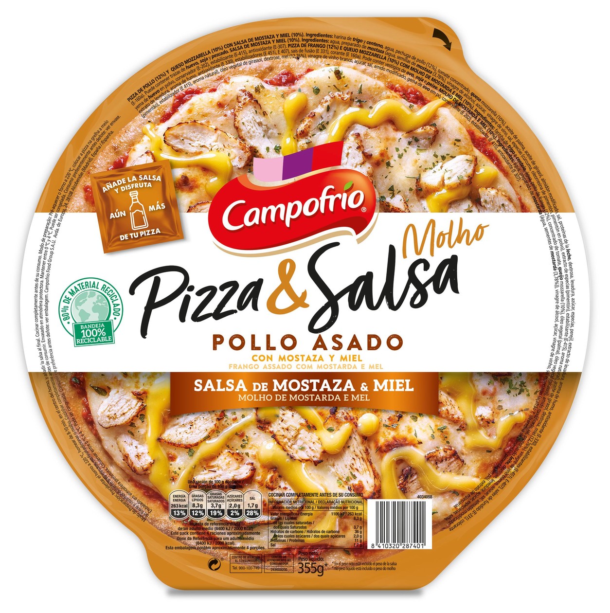 Pizza Fresca Frango Mostarda e Mel Campofrio 355 gr
