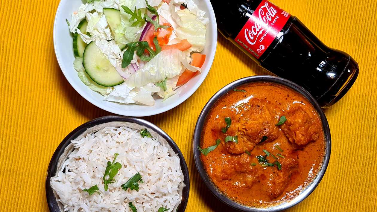Fish Curry + Basmati Rice + Fresh Salad + Coke