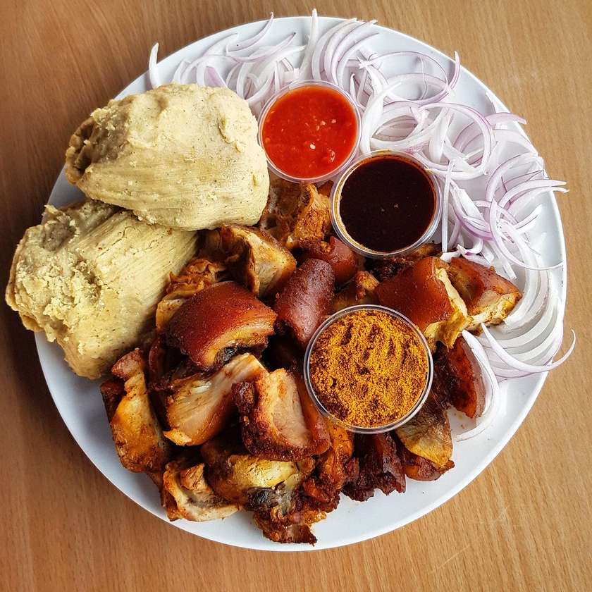 Kenkey with Fried Pork
