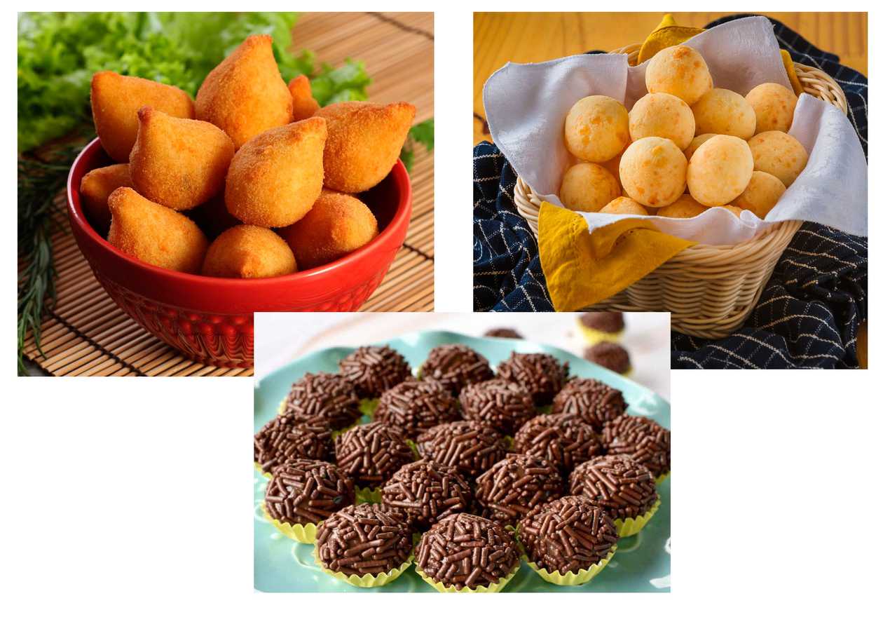 Pack festa ( 40 coxinhas + 20 bolinhas de queijo + 21 brigadeiros )