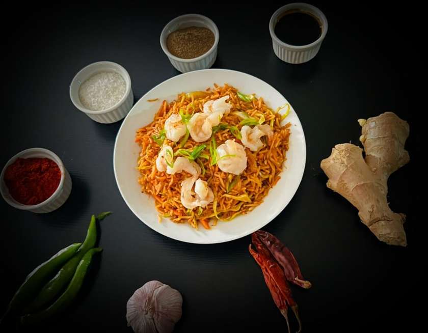 Prawns schezwan rice