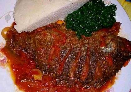 Whole Tilapia stewed with Ugali or Greens