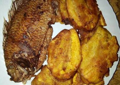 Dry Fried Fish with Plantain