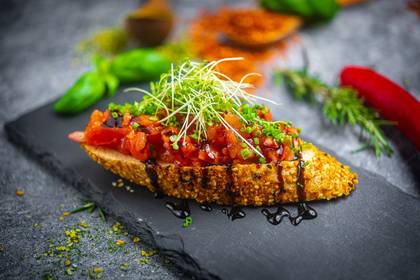 Rich bruschetta with tomato salsa