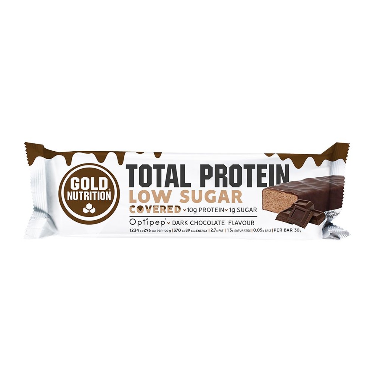 Barra Proteína Low Sugar Dark Chocolate Gold Nutrition 30 gr